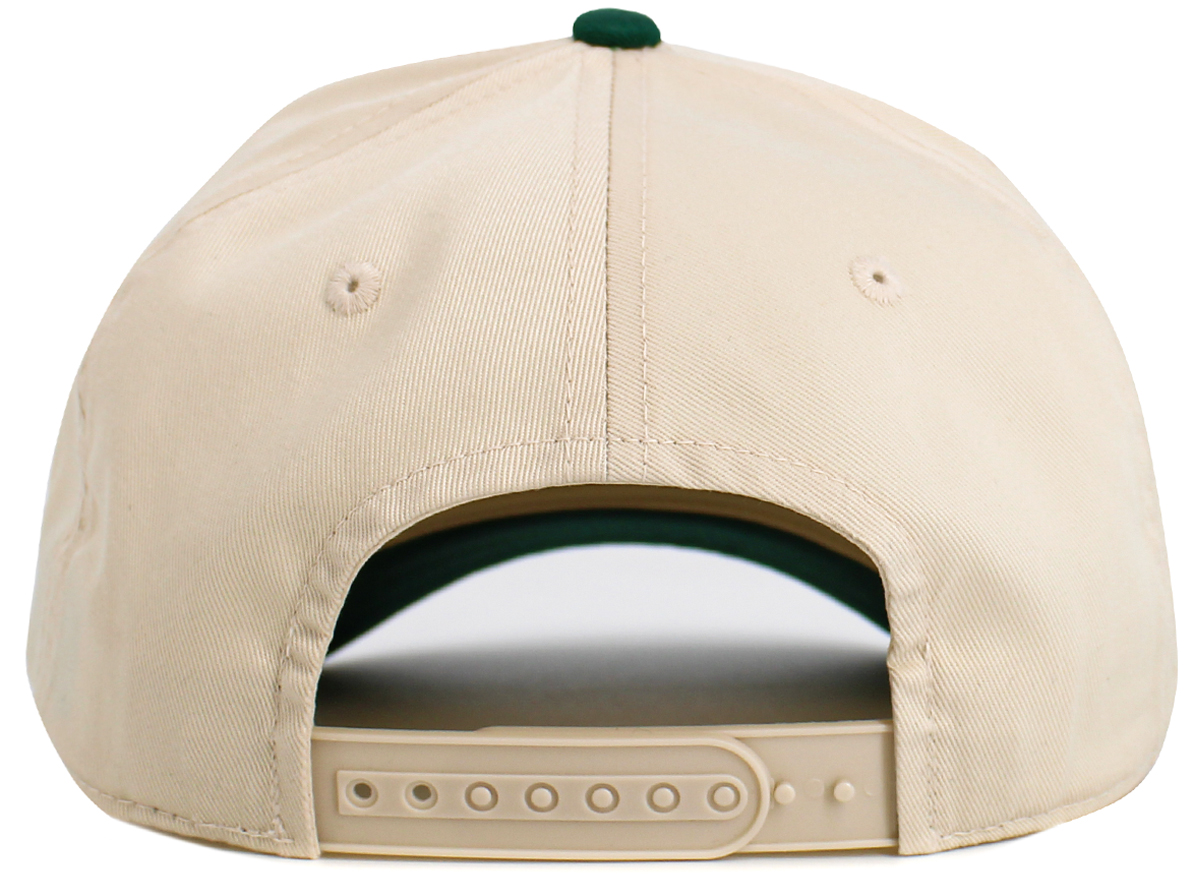 Natural / Dark Green baseball cap rear view